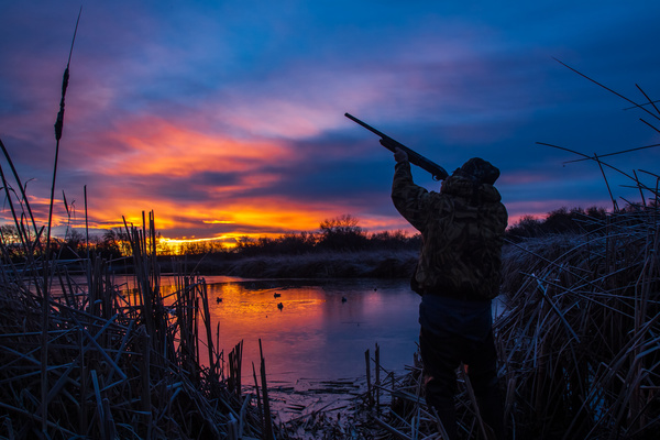 Lake hunting Stock Photo