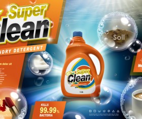 Laundry liquid ads poster template vector 05