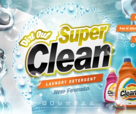Laundry liquid ads poster template vector 06
