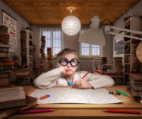 Learning little girl Stock Photo