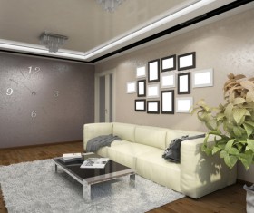 Living room clock wall Stock Photo