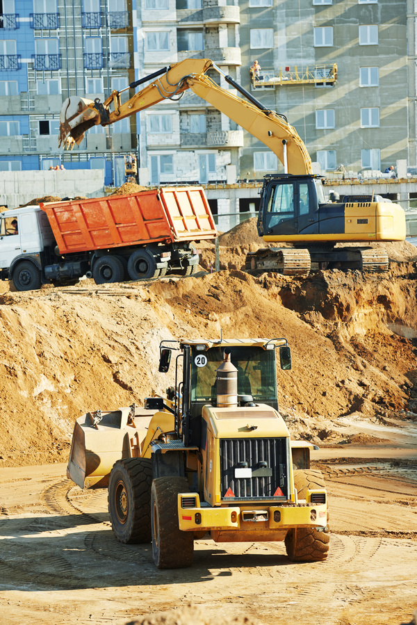 Loaders and bulldozers on the site Stock Photo