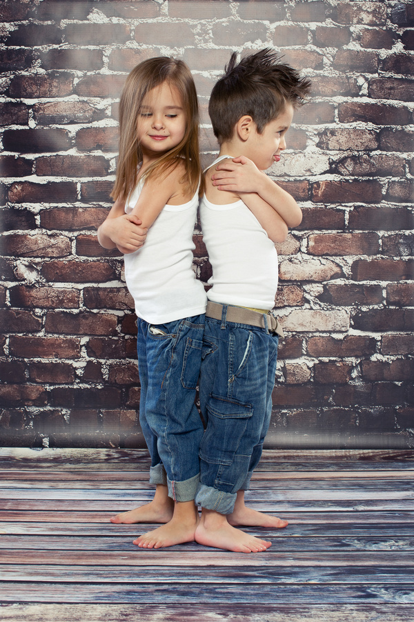 Lovely little boy with little girl HD picture