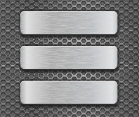 Metal banner with perforated background vector 09