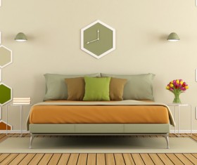 Modern minimalist bedroom Stock Photo