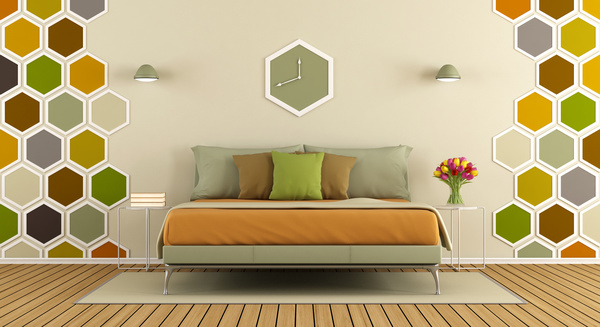 Modern minimalist bedroom Stock Photo