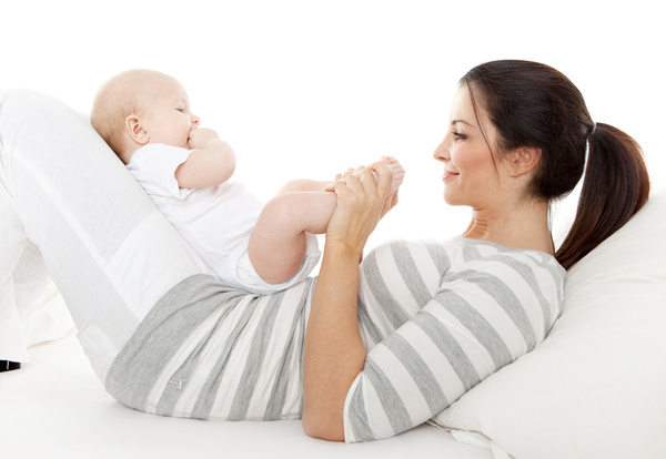 Mother with baby play Stock Photo