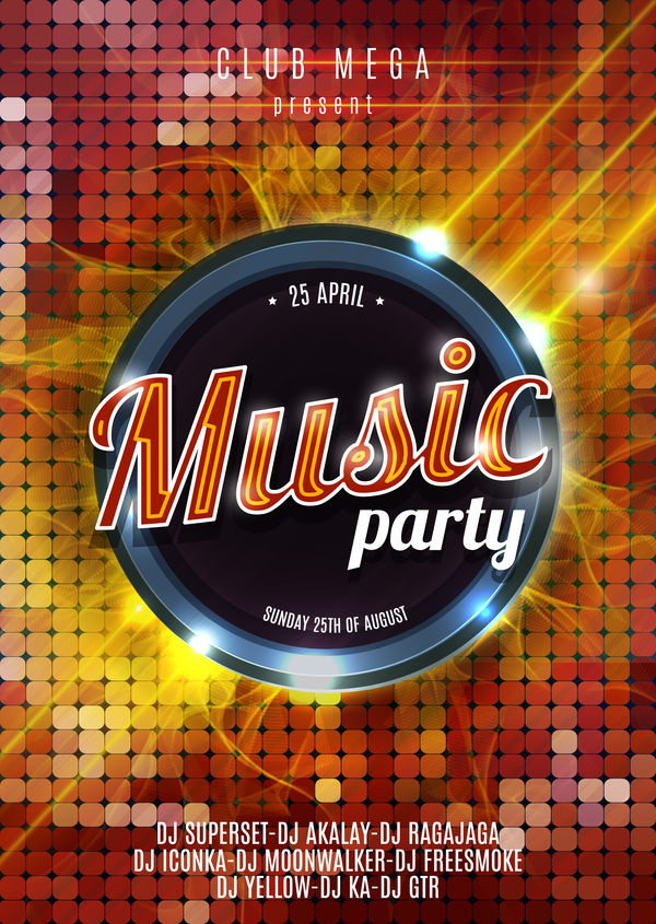 Music party flyer template modern design vector 01