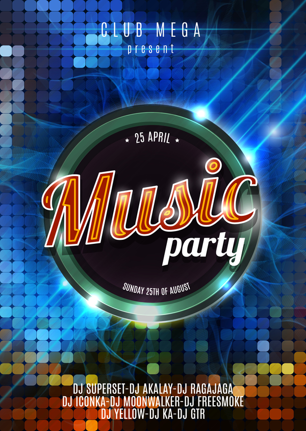 Music party flyer template modern design vector 02