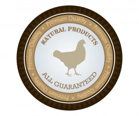 Natural products chicken badge vector