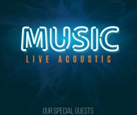 Neon music party flyer template vector 01