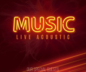 Neon music party flyer template vector 02