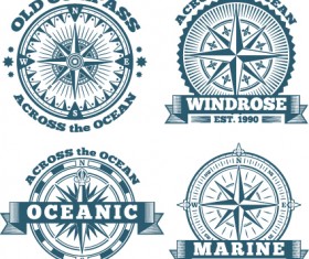 Old compass labels vector set