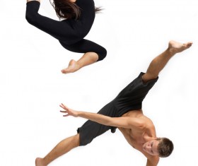 One hand stays with leaping dancers Stock Photo