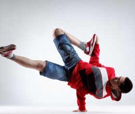 One-handed street dancing man Stock Photo