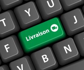 Online shopping with keyboard background vectors 06