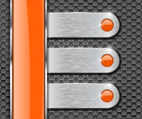 Orange with metal banner and perforated background vector