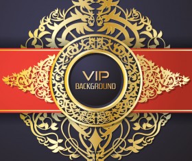 Ornate VIP background red black vector 03