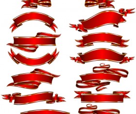 Ornate red ribbon banners vectors 01