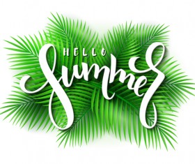 Palm leaves with summer background vector