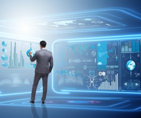 People looking for data on a virtual screen Stock Photo 11