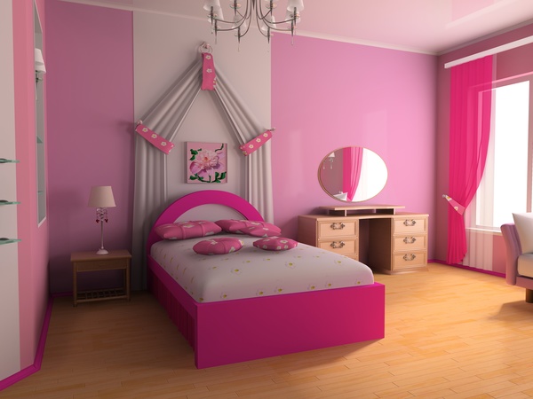 Pink childrens room decoration Stock Photo