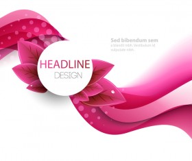 Pink leaves with wavy vector background