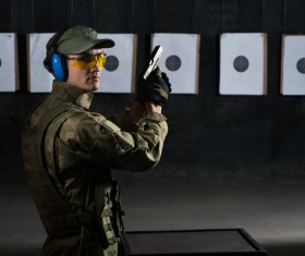 Pistol shooting Stock Photo