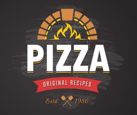 Pizza Logo vintage styles vector 02