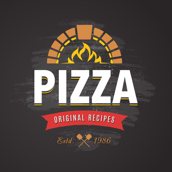 Pizza Logo vintage styles vector 02