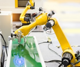 Production Line Industrial Robots Stock Photo 01