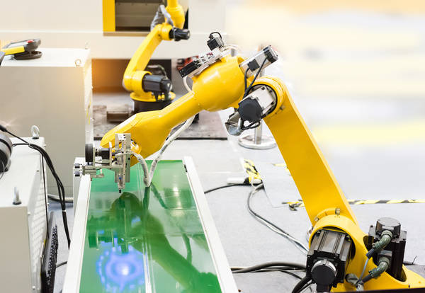 Production Line Industrial Robots Stock Photo 01