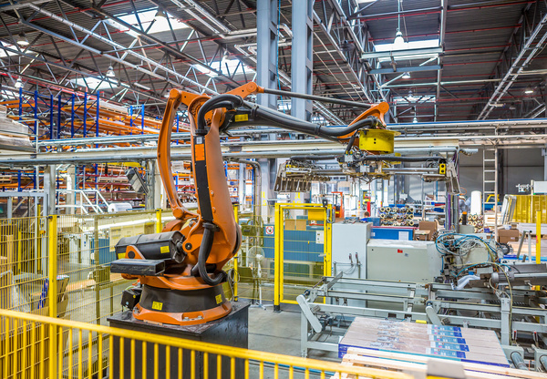 Production Line Industrial Robots Stock Photo 02