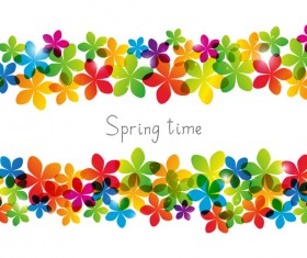 Rainbow floral border vector design 01