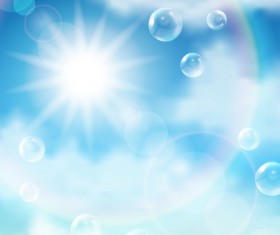 Rainbow in the blue sky vector background