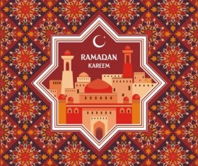Ramadan pattern with greeting card vector 01