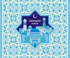 Ramadan pattern with greeting card vector 02