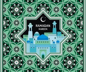 Ramadan pattern with greeting card vector 03