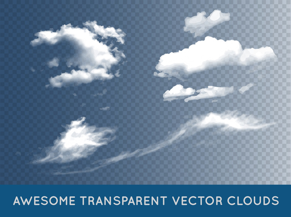 Realistic clouds illustration vectors set 13