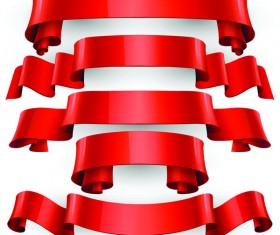 Red banner with ribbon vector 01