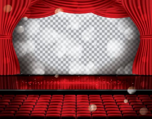Red cinema curtain vector background