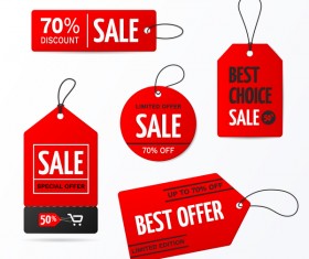 Red discount sale tag vector material