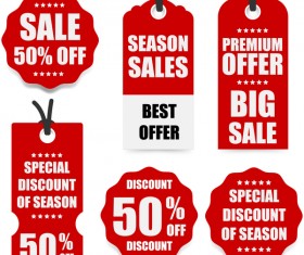 Red discount tags vector