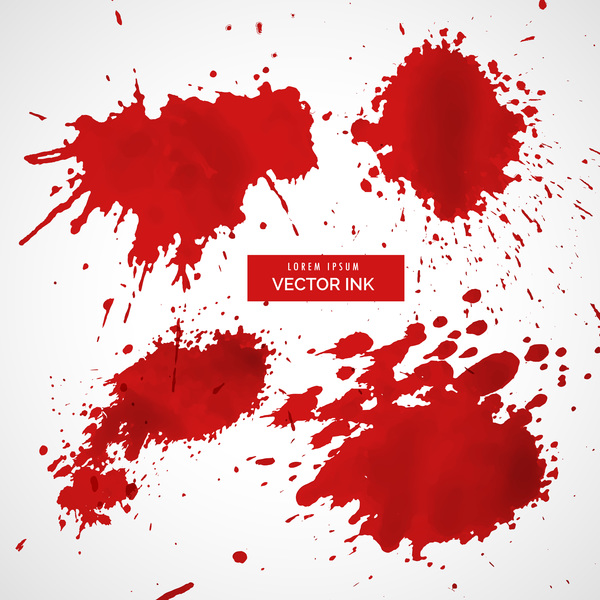 Red ink stains and paint vector background 04