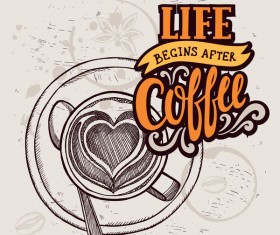 Retro coffee background design vector material 01