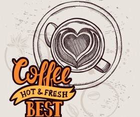 Retro coffee background design vector material 02