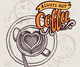 Retro coffee background design vector material 03