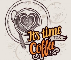 Retro coffee background design vector material 04
