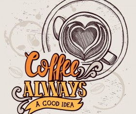 Retro coffee background design vector material 05