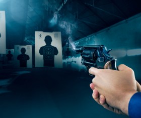 Revolver shooting Stock Photo